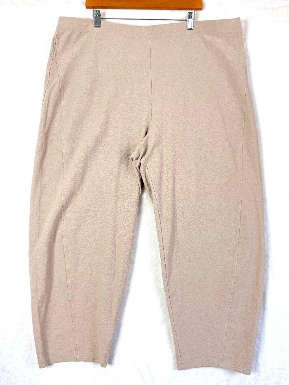 NEW Eileen Fisher Lantern Texture Stretch Pant 2X Beige Minimalist Office Resort
